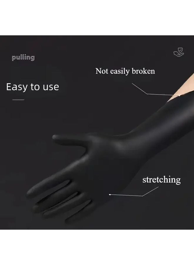 50 Pcs Black Disposable Nitrile Gloves Waterproof Powder Free Latex Free For Tattoo Nail Salon Kitchen - Image 4