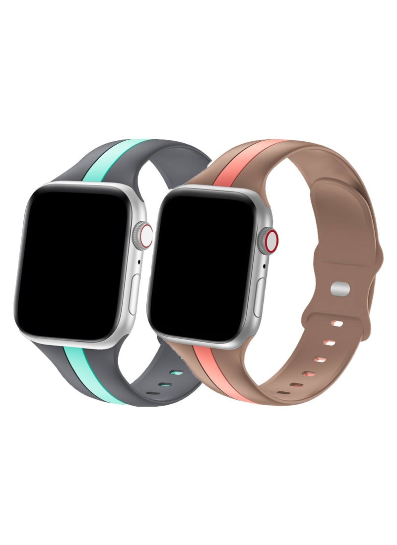 TEMPO Double Colors Bands Compatible with Apple Watch Ultra 2/1 Ultra 49mm 46mm 45mm 44mm 42mm for Men Women, Soft Silicone,Waterproof Strap for iWatch Series 10 9 8 7 6 5 4 3 2 1 SE  - Image 1