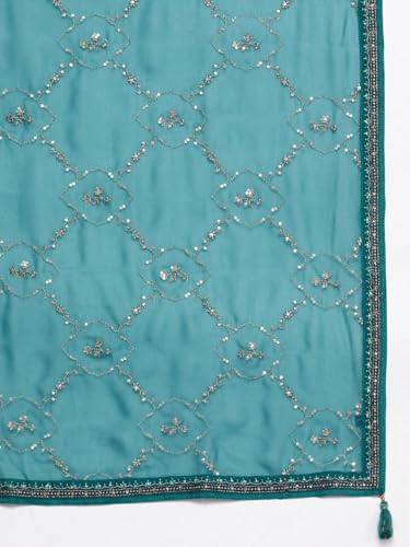 Libas Womens Embroidered Georgette Straight Kurta With Trousers and Dupatta - Image 5