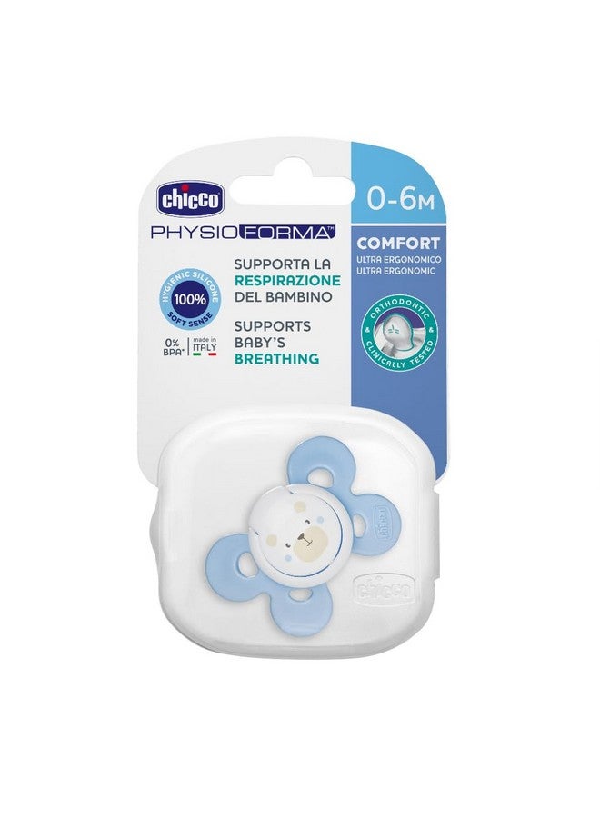 Chicco Physio Comfort Baby Soother with Unique Shape to Support Psychological Breathing, Teether & Pacifier for Newborns, BPA Free, 0-6m (Blue) - Image 4