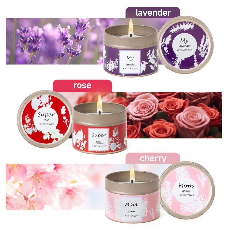 AGOL Scented Candles Gifts for Women, 3 Pack 2.6 oz Natural Soy Aromatherapy Candles for Women, Exquisite Candles Set Gift, Small Candle Gift for Mother's Day, Birthday, Christmas - Image 2