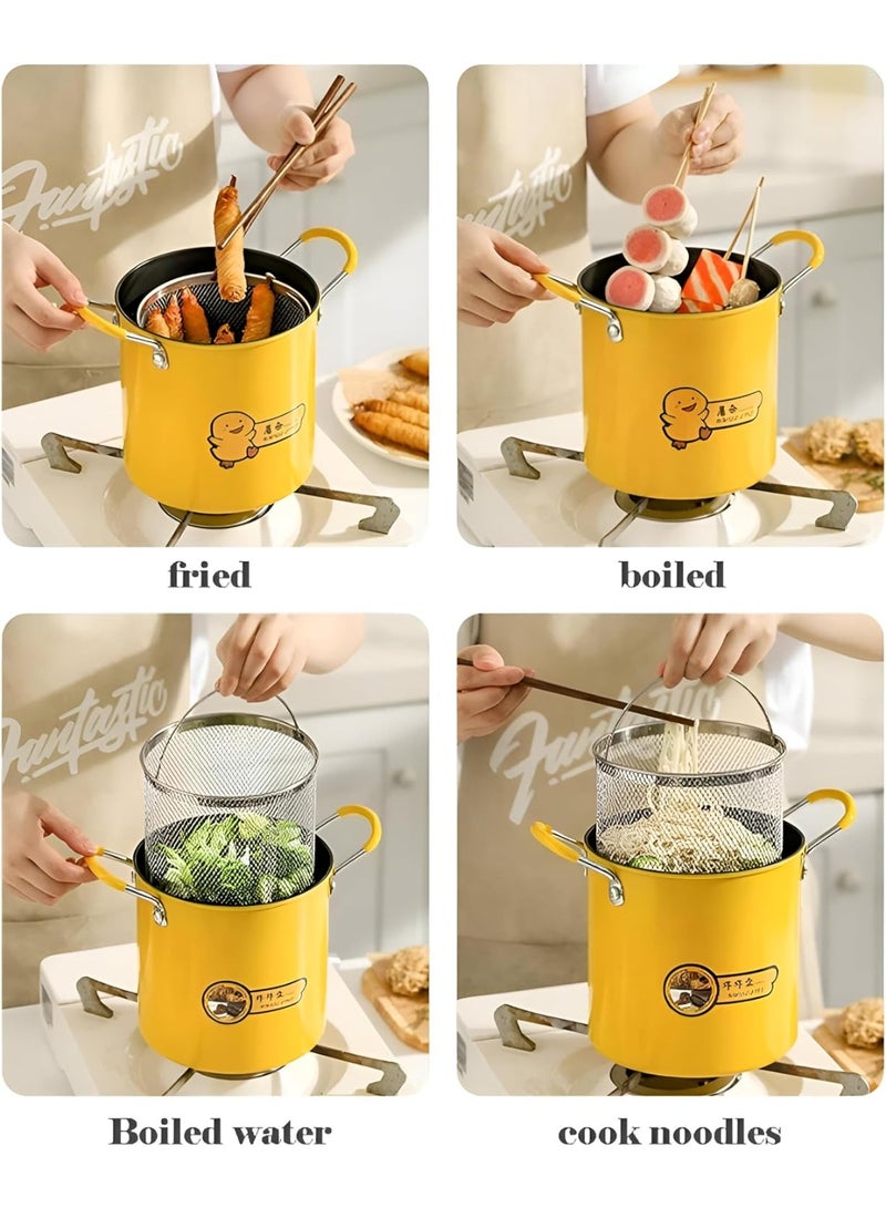 Duck Deep Frying Pot with Mesh Basket – Cute Yellow Design, Ideal for French Fries & Pasta - Image 5
