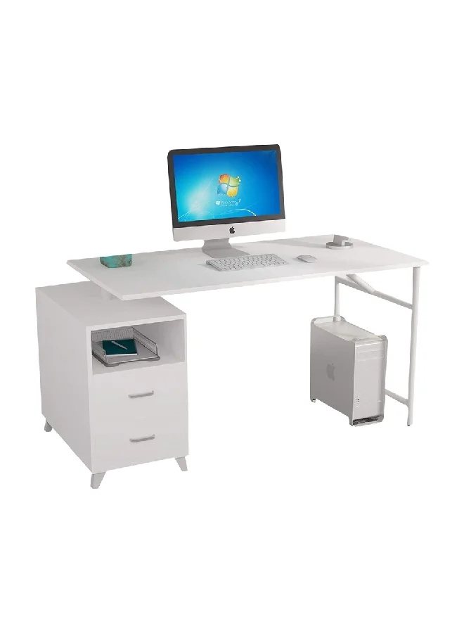 Micasa Soho Stylish Computer Desk with Storage Cabinet Drawers White 75 x 50 x 140 cm ST-S1941R