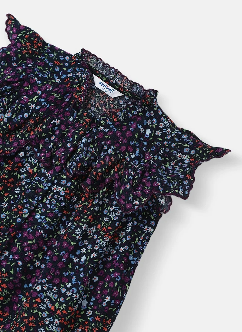 Nautinati  Nautinati Girls' Floral Print Round-neck Top and Shorts Set for Women | Best Price UAE