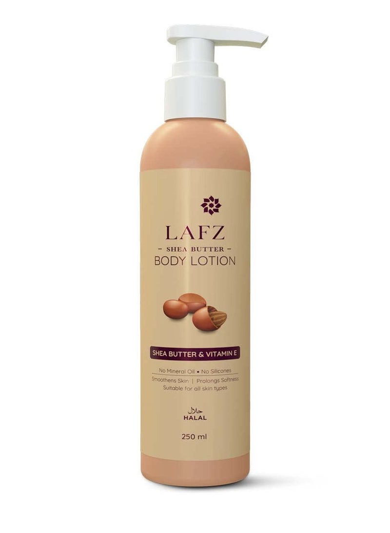 LAFZ SHEA BUTTER BODY LOTION WITH VITAMIN E | LONG-LASTING SOFTNESS | MOISTURIZING BODY LOTION fOR MEN & WOMEN | DEEP HYDRATION & NOURISHMENT | FOR ALL SKIN TYPES | 250 ML - Image 1