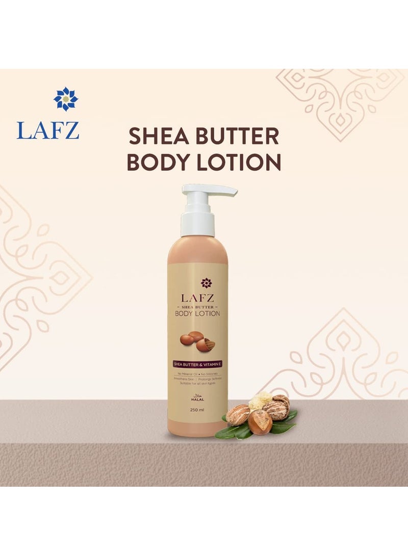 LAFZ SHEA BUTTER BODY LOTION WITH VITAMIN E | LONG-LASTING SOFTNESS | MOISTURIZING BODY LOTION fOR MEN & WOMEN | DEEP HYDRATION & NOURISHMENT | FOR ALL SKIN TYPES | 250 ML - Image 2