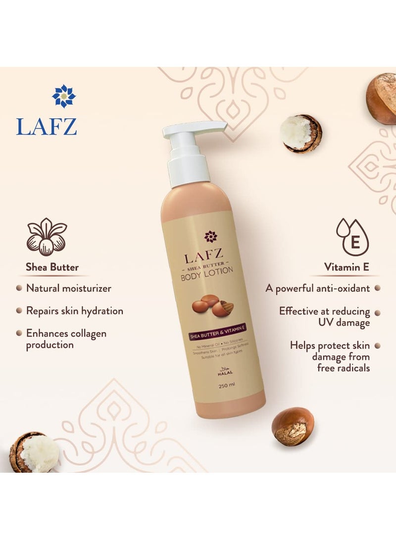 LAFZ SHEA BUTTER BODY LOTION WITH VITAMIN E | LONG-LASTING SOFTNESS | MOISTURIZING BODY LOTION fOR MEN & WOMEN | DEEP HYDRATION & NOURISHMENT | FOR ALL SKIN TYPES | 250 ML - Image 3
