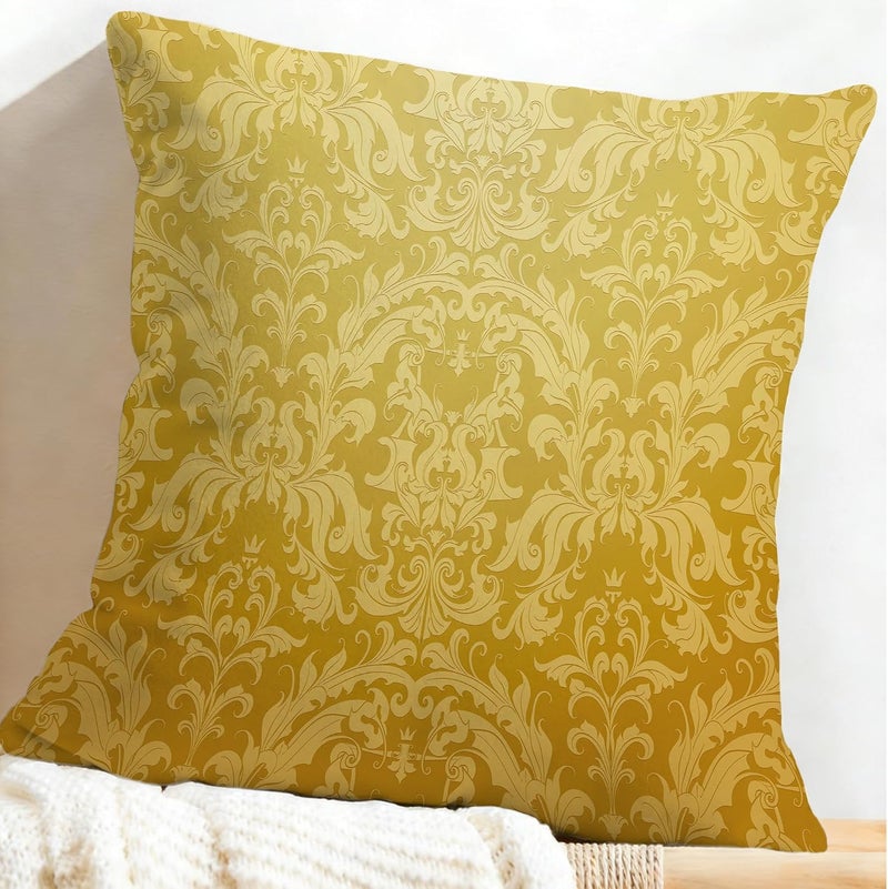 Identiy Vintage Golden Damask Floral Throw Pillow Cover 18x18 Inch Pack of 1, Gold Modern Flowers Decorative Pillow Case, Lumar Cushion Pillow Cover for Home Sofa Couch Indoor Outdoor - Image 5