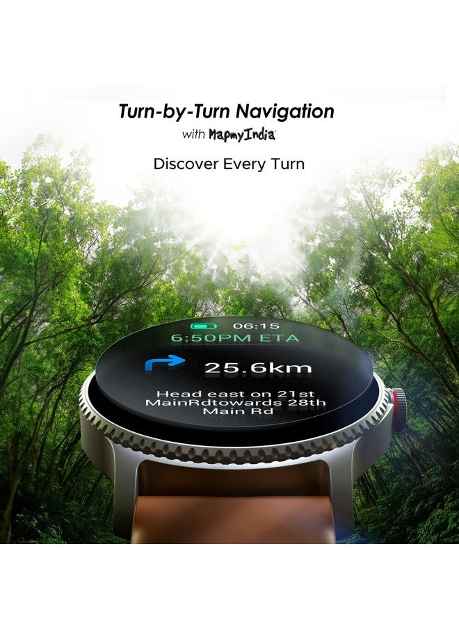 boAt Lunar Discovery w/ 1.39" (3.5 cm) HD Display, Turn-by-Turn Navigation, DIY Watch Face Studio, Bluetooth Calling, Emergency SOS, QR Tray, Smart Watch for Men & Women(Brown)