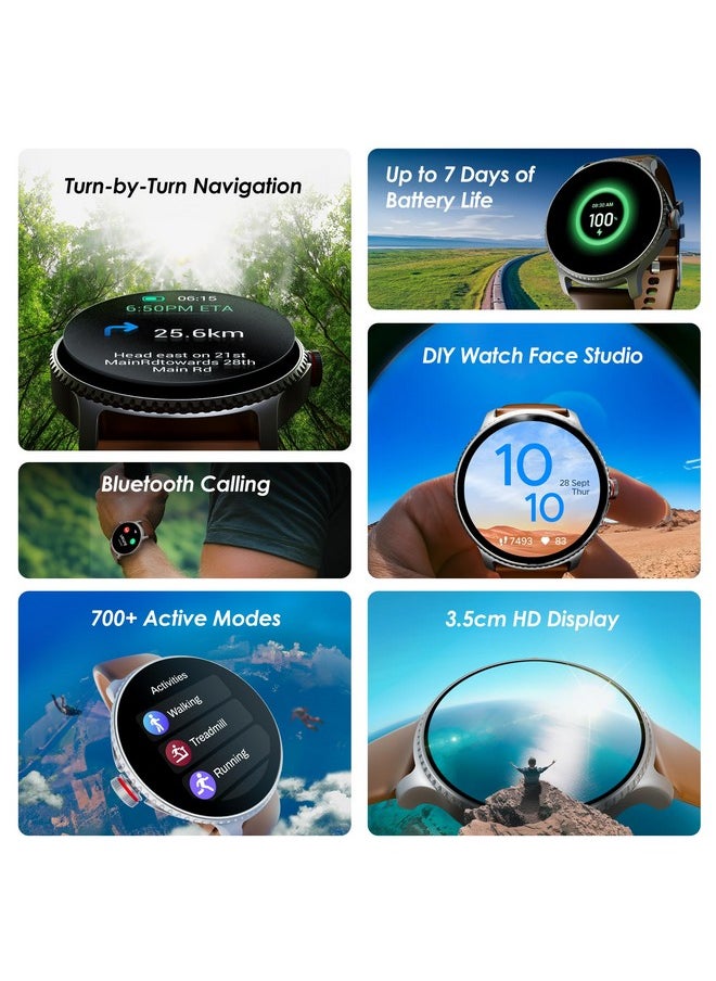 boAt Lunar Discovery w/ 1.39" (3.5 cm) HD Display, Turn-by-Turn Navigation, DIY Watch Face Studio, Bluetooth Calling, Emergency SOS, QR Tray, Smart Watch for Men & Women(Brown)