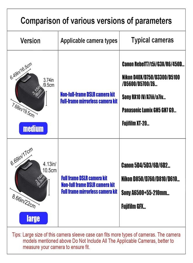 كادن جراب كاميرا CADeN DSLR SLR مع حماية من النيوبرين، متوافق مع نيكون، كانون، بنتاكس، سوني وغيرها، أسود اللون - Image 2