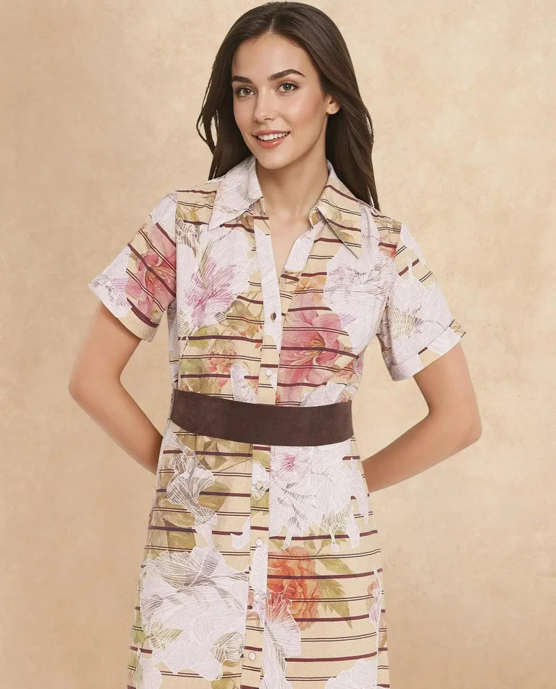 ريريزم Women's Floral Print A-Line Maxi Dress