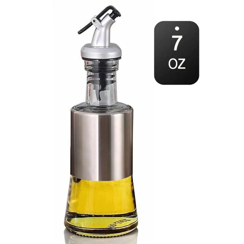 Mincham Olive Oil Dispenser Bottle 7oz200ml Oil Dispenser Bottle for Kitchen Premium Glass Stainless Steel Oil and Vinegar Cruet with Spout and Pouring Funnel Nodrip Oil Bottle