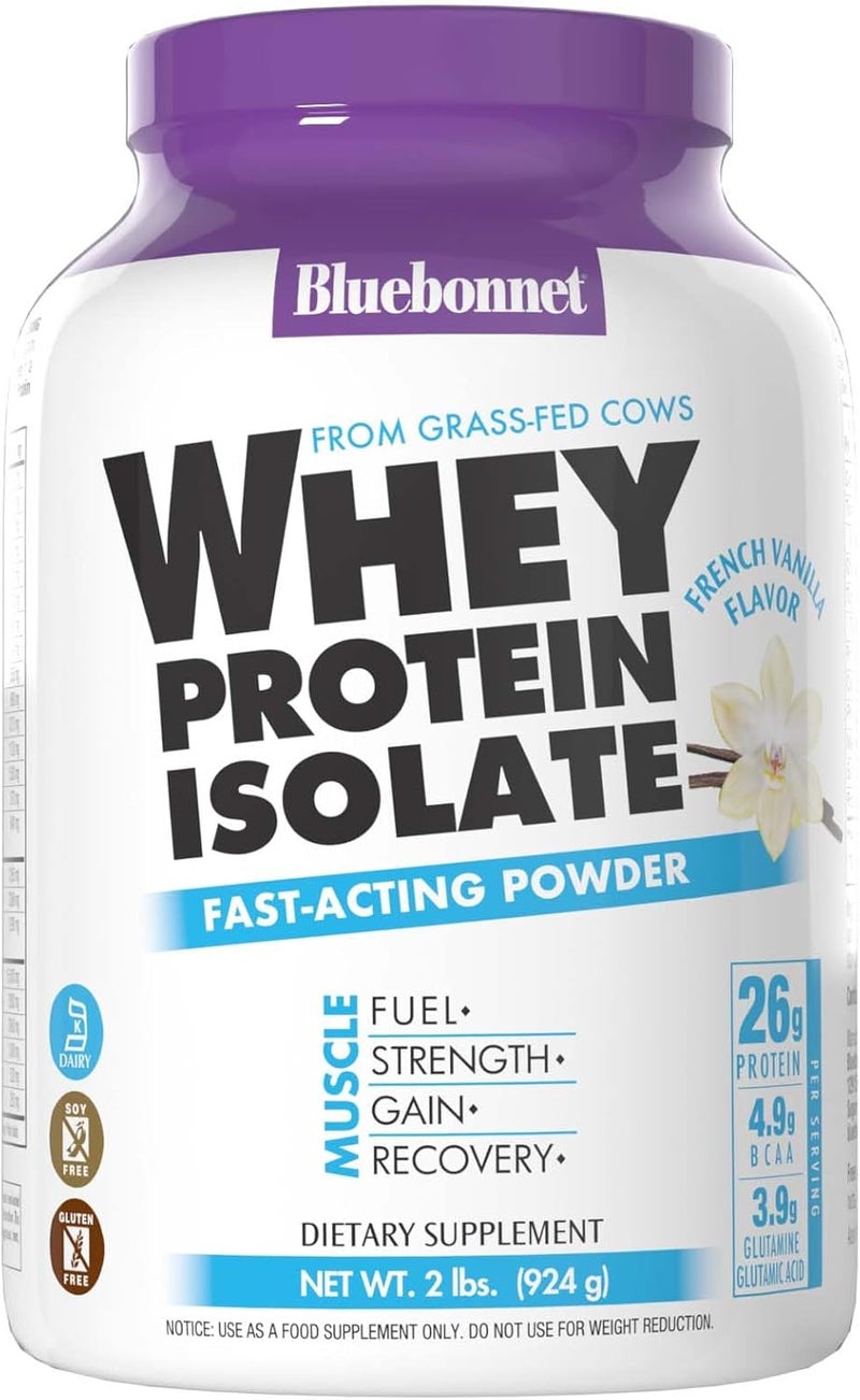 BlueBonnet Nutrition Whey Protein Isolate Powder From Grass Fed Cows 26g of Protein No Sugar Added Gluten  Soy free kosher Dairy 2 Lbs 28 Servings French Vanilla Flavor - Image 1