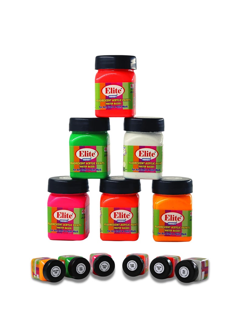 1001 1001 Elite Artists Acrylic Colors Set | MultiSurface | Art Craft & Paint Work | Multicolours (6, 50 Milliliters)  - Image 1