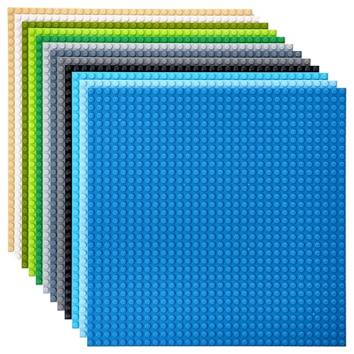 Strictly Briks Stackable Baseplates - 12 Pack 10"x10", 32x32 Studs, Compatible with Lego for Building City Scenes, Foundabtion, Displays Bricks on Play Table, Nature Color - Image 1