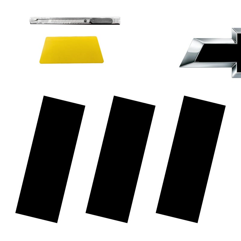 GolTHd 3PCS Vinyl Wrap Stickers with Spatula and Cutter Compatible with 118 x 4 Chevy Emblem Overlay Decals DIY Modification Waterproof Universal Decoration Matte Black - Image 3