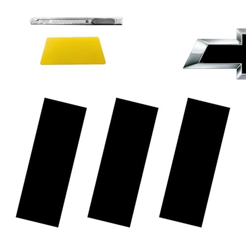 GolTHd 3PCS Vinyl Wrap Stickers with Spatula and Cutter Compatible with 118 x 4 Chevy Emblem Overlay Decals DIY Modification Waterproof Universal Decoration Matte Black - Image 1