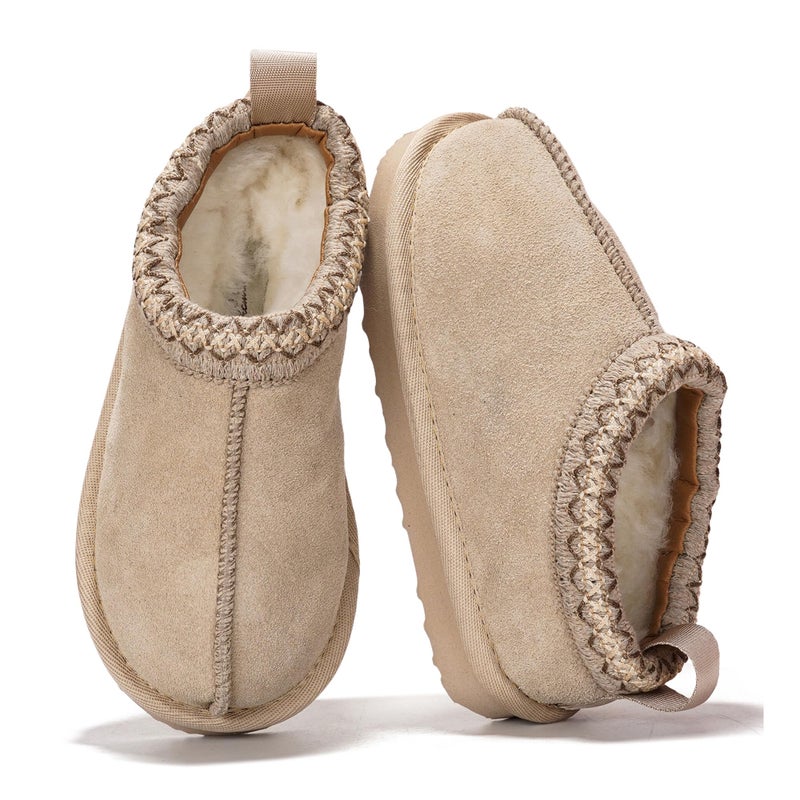 Project Cloud 100% Genuine Leather & Australian Shearling Slippers for Kids - Memory Foam Fuzzy & Non-Slip Fluffy Slippers Girls Footwear & Boys Footwear, Kids Unisex Shoe (DreamWarm, SANSUE, 12C) - Image 1