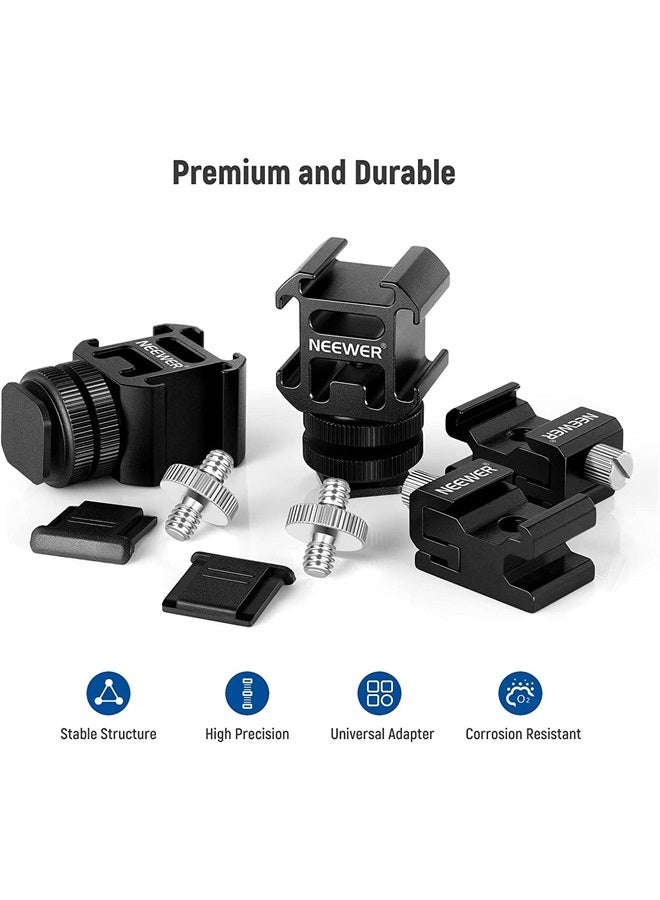 NEEWER 8 PCs Hot Shoe Mount Adapter Kit, Including Triple Cold Shoe Mount, 1/4” Screw Adapter, Flash Stand Bracket, and Hot Shoe Cover for DSLR Camera, LED Light, Microphone, Light Stand, Monitor
