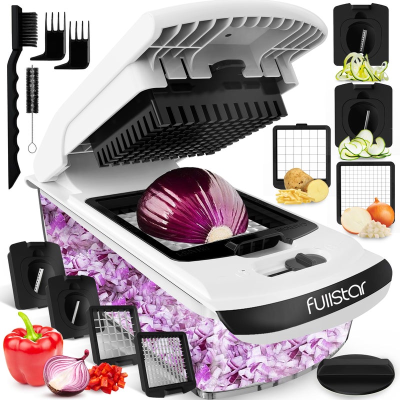 Fullstar Fullstar Vegetable Chopper - Food Chopper - Onion Chopper - Vegetable Slicer & Spiralizer - Veggie Chopper with Container - Kitchen Gadgets - Home Essentials - Kitchen Accessories (4 in 1, White)  - Image 1