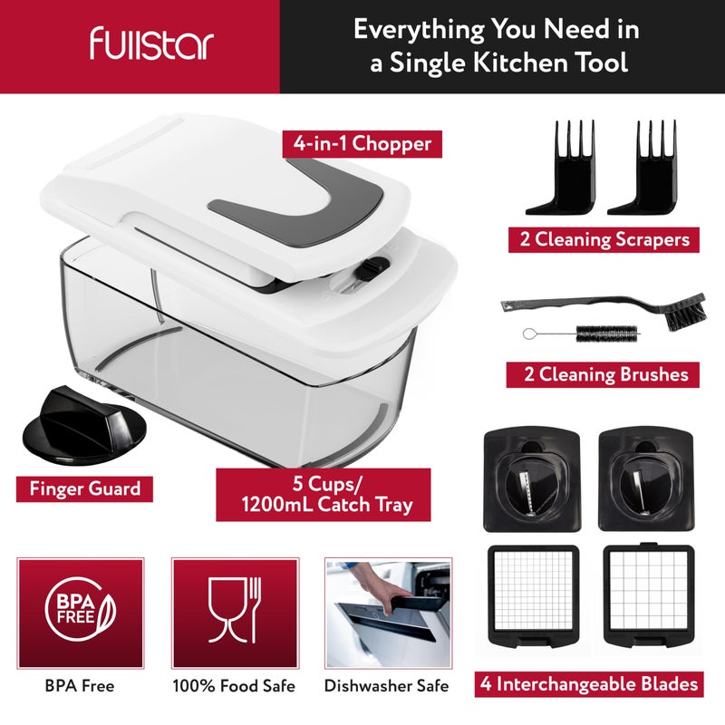 Fullstar Fullstar Vegetable Chopper - Food Chopper - Onion Chopper - Vegetable Slicer & Spiralizer - Veggie Chopper with Container - Kitchen Gadgets - Home Essentials - Kitchen Accessories (4 in 1, White)  - Image 2