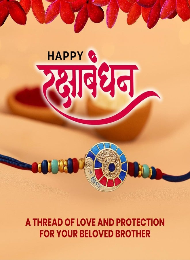 Sage Square Rakhi Gift for Bhai | Evil Eye Resin Thread with Stones & Beads | Includes Roli Chawal | Traditional Raksha Bandhan Celebration (Design 1) - Image 5