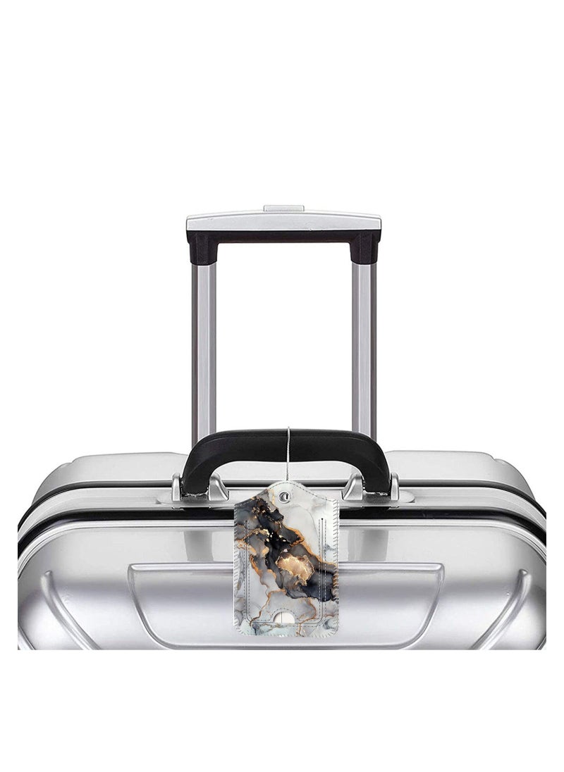 SYOSI 2 Pcs Luggage Tags Privacy Cover ID Label with Stainless Steel Loop and Address Card for Travel Bag Suitcase(Cloudy Marble)  - Image 3