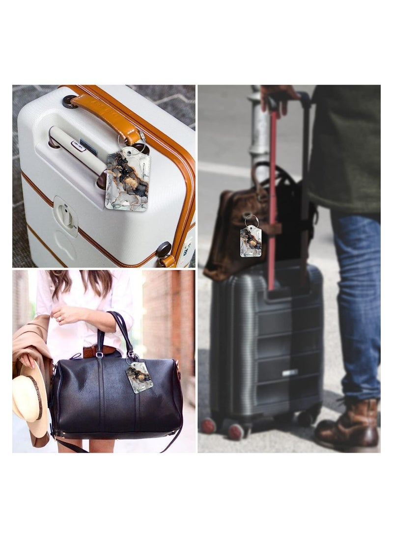 SYOSI 2 Pcs Luggage Tags Privacy Cover ID Label with Stainless Steel Loop and Address Card for Travel Bag Suitcase(Cloudy Marble)  - Image 2