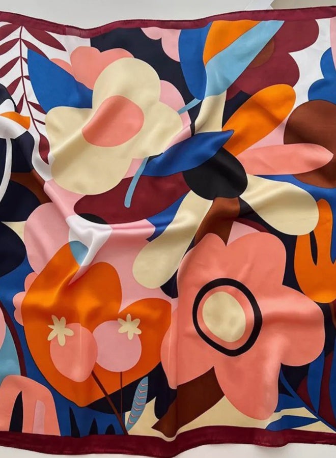 35inch Square Silk Head Scarf Fashion Silk Head Scarf for Women Textured Scarf, Suitable For Wrapping Hair Sleeping. - Image 3