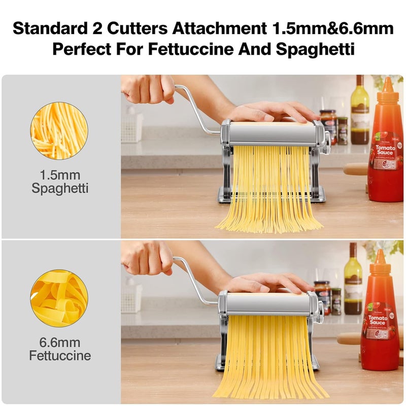 Tooluck Pasta MakerTooluck 150 Pasta Roller Pasta Machine With 2 In 1 Dough Cutter And 7 Adjustable Thickness Setting For Homemade PastaSpaghetti Fettuccini Lasagna Or Dumpling SkinsBest Kitchen Gift Set  - Image 2
