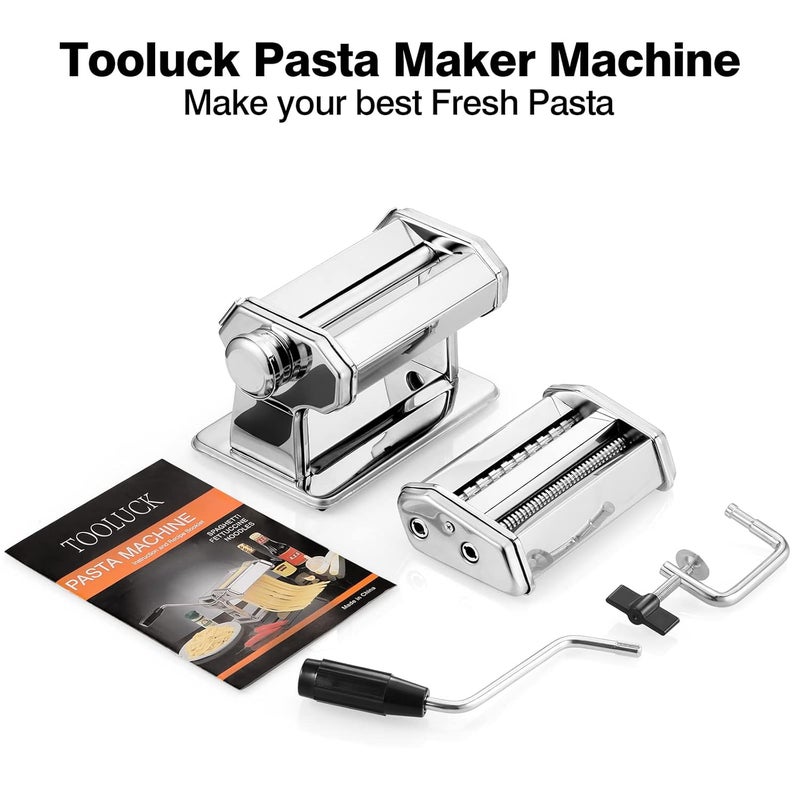 Tooluck Pasta MakerTooluck 150 Pasta Roller Pasta Machine With 2 In 1 Dough Cutter And 7 Adjustable Thickness Setting For Homemade PastaSpaghetti Fettuccini Lasagna Or Dumpling SkinsBest Kitchen Gift Set  - Image 4