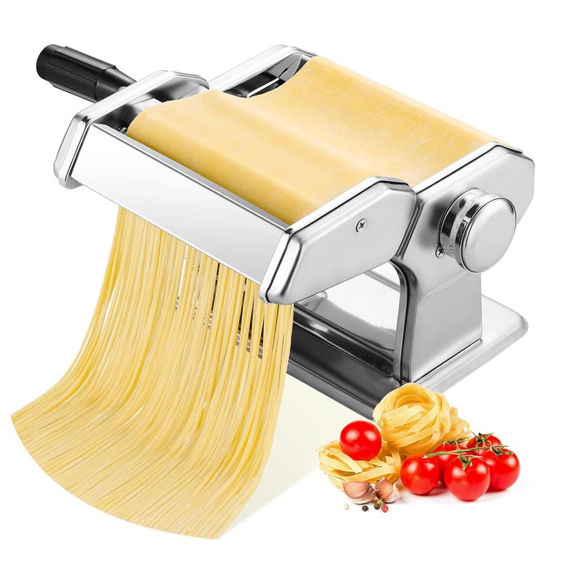 Tooluck Pasta MakerTooluck 150 Pasta Roller Pasta Machine With 2 In 1 Dough Cutter And 7 Adjustable Thickness Setting For Homemade PastaSpaghetti Fettuccini Lasagna Or Dumpling SkinsBest Kitchen Gift Set  - Image 1
