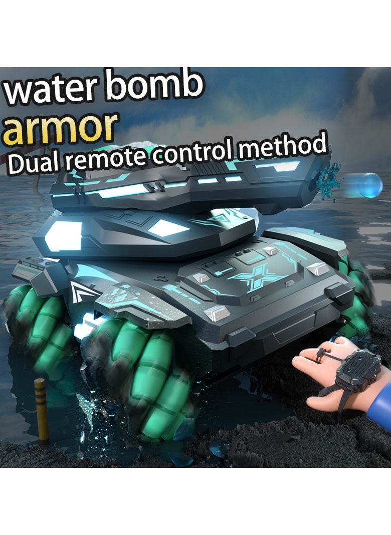 RC Tank Car 2.4G Electric Watch Remote Control Water Bomb Tank Car Stunt Multiplayer Battle Toy Car, Can Drift Horizontally, 360° Stunt Rotation,Great Gift Toys for Boys  - Image 1