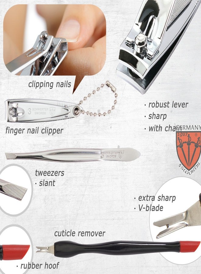 3 Swords Germany - brand quality 7 piece manicure pedicure grooming kit set for professional finger & toe nail care scissors clipper fashion leather case in gift box, Made by 3 Swords Germany (6271) - Image 3