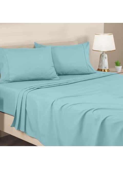 Utopia Bedding Queen Sheet Set - Brushed Microfiber - Soft Bed Sheets for Queen Size Bed Set - Luxury Bedding Sheets with Fitted Sheet  Flat Sheet & 2 Pillow Cases - Deep Pocket (Spa Blue)