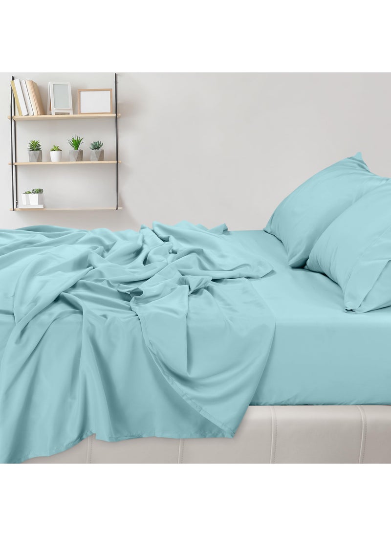 Utopia Bedding Utopia Bedding Queen Sheet Set - Brushed Microfiber - Soft Bed Sheets for Queen Size Bed Set - Luxury Bedding Sheets with Fitted Sheet  Flat Sheet & 2 Pillow Cases - Deep Pocket (Spa Blue)  - Image 4