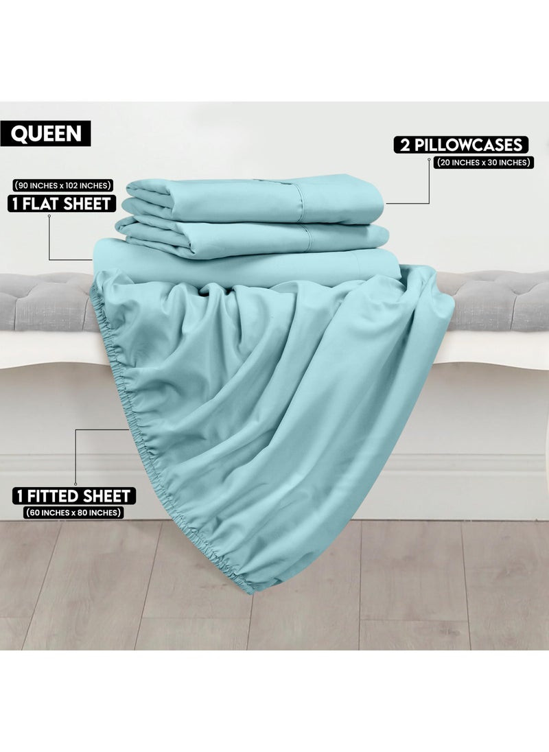 Utopia Bedding Utopia Bedding Queen Sheet Set - Brushed Microfiber - Soft Bed Sheets for Queen Size Bed Set - Luxury Bedding Sheets with Fitted Sheet  Flat Sheet & 2 Pillow Cases - Deep Pocket (Spa Blue)  - Image 2