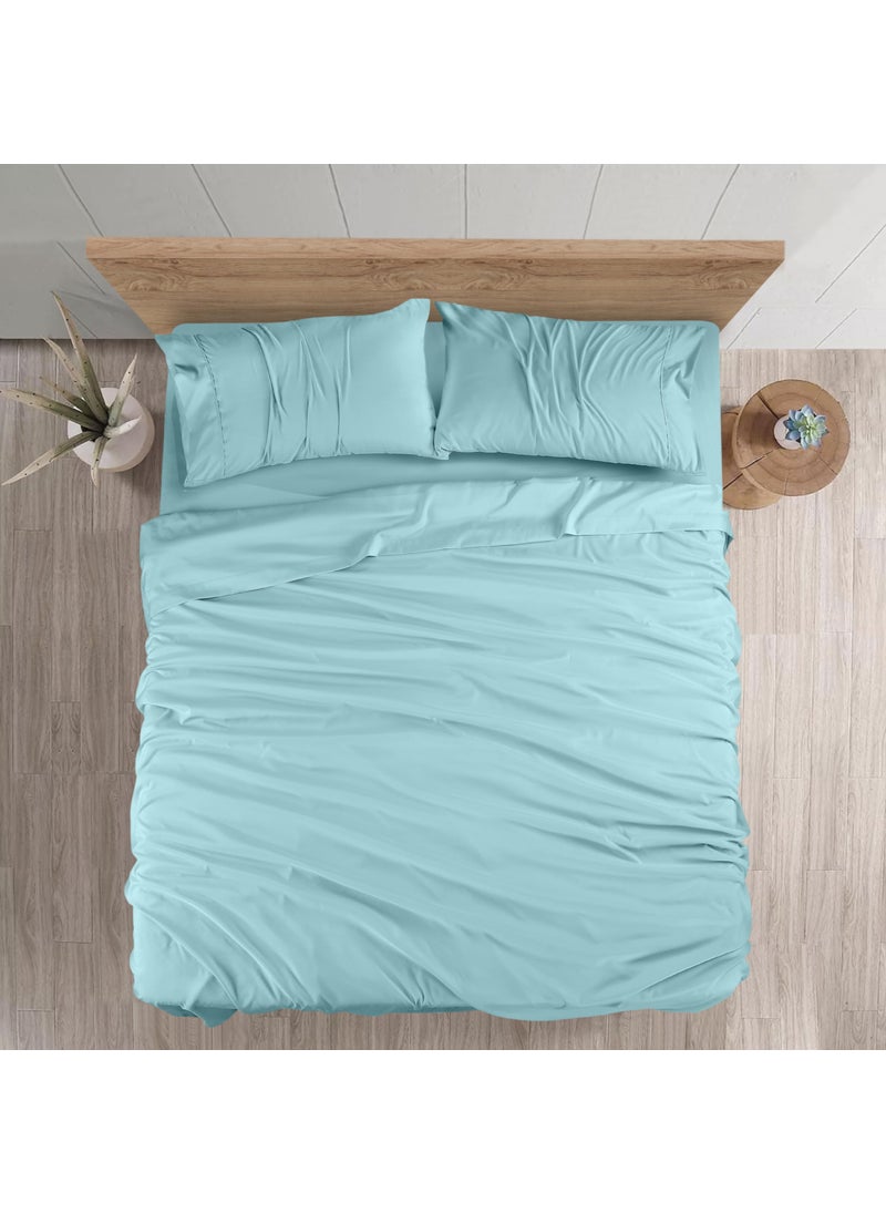Utopia Bedding Utopia Bedding Queen Sheet Set - Brushed Microfiber - Soft Bed Sheets for Queen Size Bed Set - Luxury Bedding Sheets with Fitted Sheet  Flat Sheet & 2 Pillow Cases - Deep Pocket (Spa Blue)  - Image 3