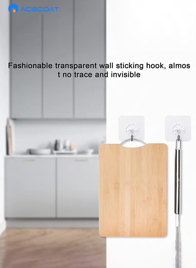 ACECOAT Adhesive Hooks for Hanging Heavy Duty Wall Hooks Self Adhesive Towel Coat Hooks Waterproof Transparent Hook for Bathroom Shower Kitchen Keys Door Outdoor Home Improvement Utility Hook 20 Pack - Image 5