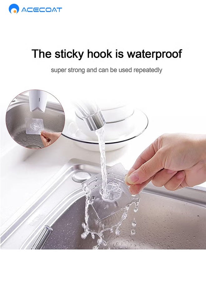 ACECOAT Adhesive Hooks for Hanging Heavy Duty Wall Hooks Self Adhesive Towel Coat Hooks Waterproof Transparent Hook for Bathroom Shower Kitchen Keys Door Outdoor Home Improvement Utility Hook 20 Pack - Image 4
