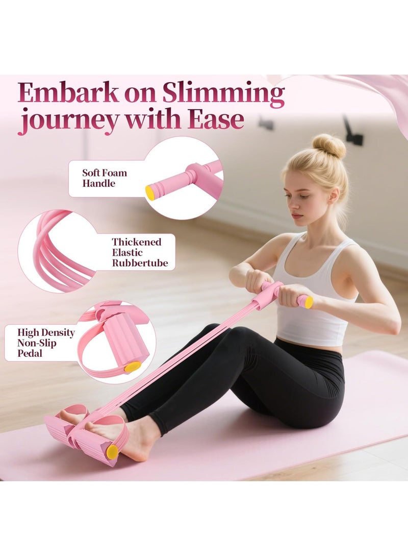 WALALLA 16-Piece Pilates Ring and Resistance Bands Set for Women Home Workout, Yoga Pilates Kit with Pilates Ball, Pedal Puller, Figure 8 Band, Stretch Strap, Non Slip Socks, Towel, Storage Bag Pink - Image 4