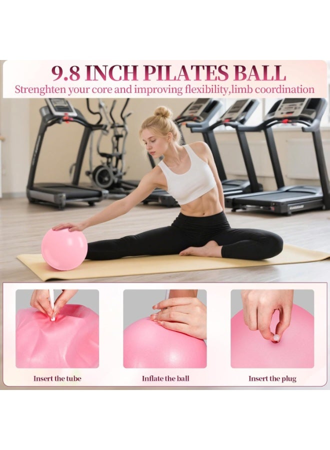 WALALLA 16-Piece Pilates Ring and Resistance Bands Set for Women Home Workout, Yoga Pilates Kit with Pilates Ball, Pedal Puller, Figure 8 Band, Stretch Strap, Non Slip Socks, Towel, Storage Bag Pink - Image 5