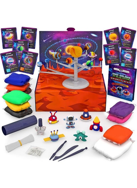 Original Stationery Mini Galaxy 3D Solar System Air Dry Clay Kit, 10 Bags of Air Dry Clay for Kids, 8 Fact Cards, Tools and More in this Kit to make a Spinning Solar System with Modeling Clay for Kids