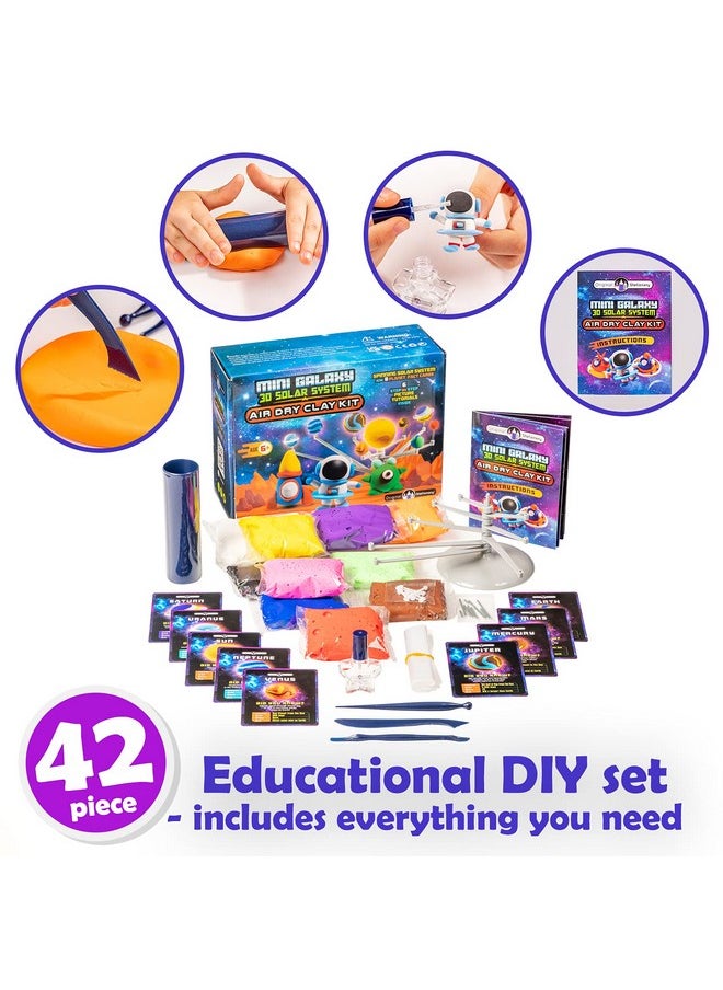 Original Stationery - Original Stationery Mini Galaxy 3D Solar System Air Dry Clay Kit, 10 Bags of Air Dry Clay for Kids, 8 Fact Cards, Tools and More in this Kit to make a Spinning Solar System with Modeling Clay for Kids - Image 1