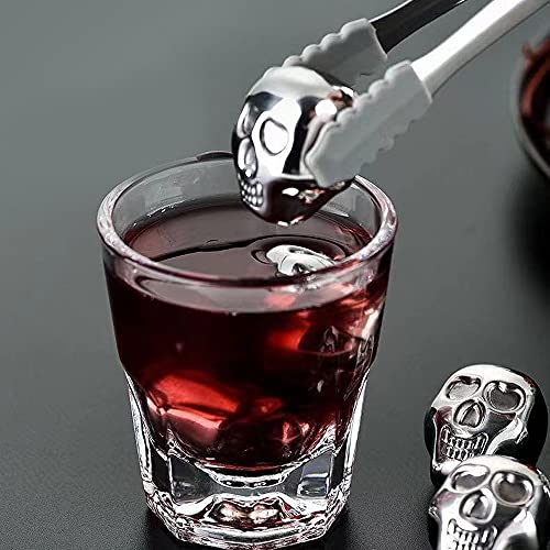 i Kito Reusable Stainless Steel Ice Cube Metal Whiskey Stones for Drinks Skull Shaped Set of 6 by i Kito - Image 4