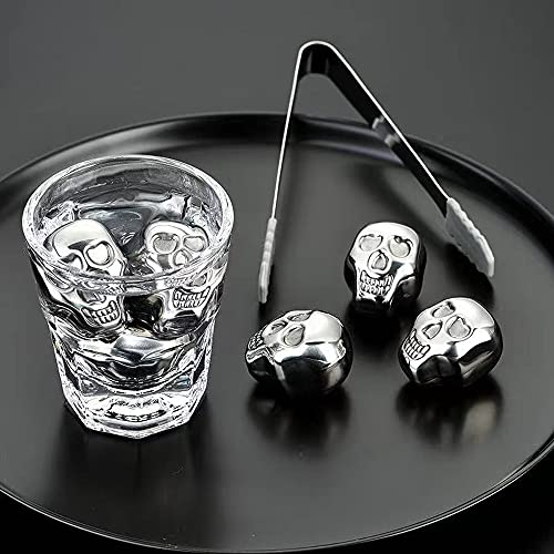 i Kito Reusable Stainless Steel Ice Cube Metal Whiskey Stones for Drinks Skull Shaped Set of 6 by i Kito - Image 3