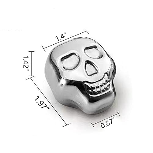 i Kito Reusable Stainless Steel Ice Cube Metal Whiskey Stones for Drinks Skull Shaped Set of 6 by i Kito - Image 5