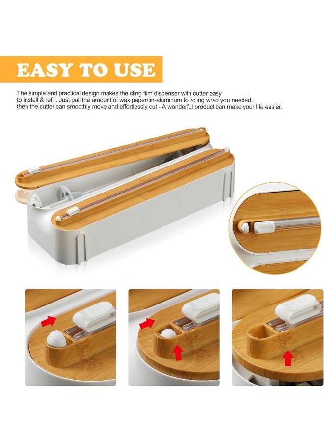 FunBlast 3 in 1 Aluminum Foil and Plastic Wrap Organizer with Paper Towel Holder,Magnetic Plastic Wrap Dispenser with Cutter, Cling Film, Tin Foil and Wax Paper Holder (Bamboo Cover) - Image 4