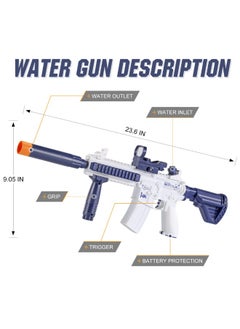 حديقة الألعاب مسدس مياه كهربائي M416 - مسدس رش أوتوماتيكي عالي السعة بمدى 32 قدم للشاطئ الخارجي وحفلات حمام السباحة  - Image 3